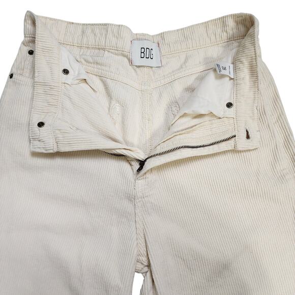 BDG Womens High & Wide Corduroy Pant Size 28 Ivory Ankle Length Cotton High Rise - Picture 7 of 15
